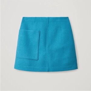 COS 100% Wool Mini A Line Skirt Teal Size 2
